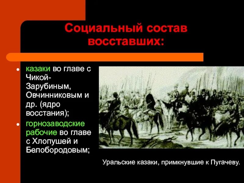 Социальные и национальные восстания. Состав восставших в Пугачевском восстании. Восстание Емельяна Пугачева участники Восстания. Социальный состав восставших Пугачева. Социальный состав восставших Восстания Пугачева.