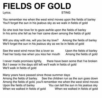 FIELDS OF GOLD By : Sting. 