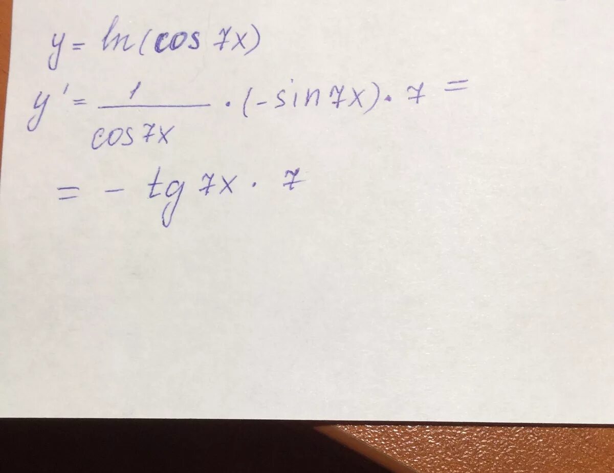 Y ln 7x 7x 7. Найти производную y=2ln(cos(x)). Ln cosx производная. Y = cos(Ln (x)). Y = Ln TG^2 2x.