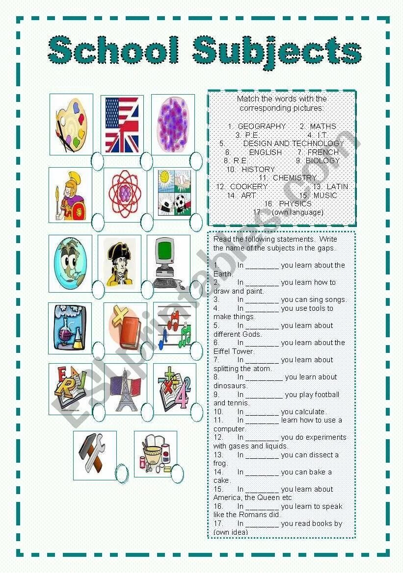 Match the subject. Задания на тему School subjects. Subjects at School задания. School subjects 3 класс. School subjects задания 3 класс.