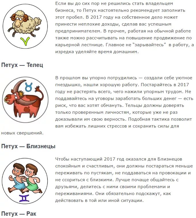 Гороскоп раки петух