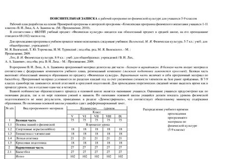 Типовая учебная программа по физической культуре