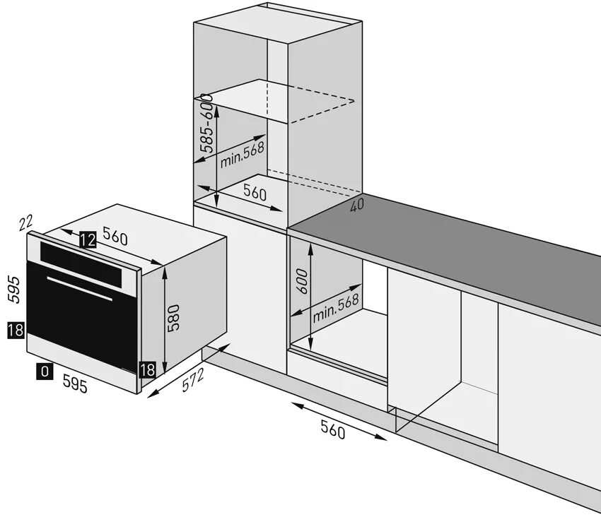 Kuppersberg ho 652 b духовой шкаф схема встройки. Духовой шкаф Infinite line, 75 л. Духовой шкаф электрический глубина встраивания 45 см. СВЧ Asko om8464a. Высота встраиваемой духовки