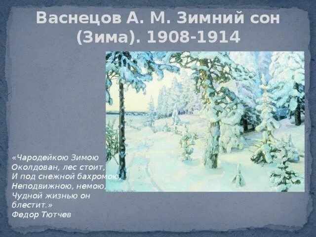 1908-1914. Сочинение зимний сон природы. М. М. Васнецов а.