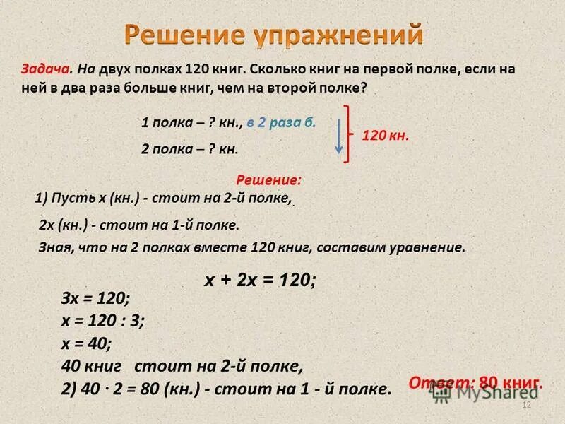 Составь план решения задачи и реши ее. Задача на первой полке. На двух полках книг было. На двух полках. На первой полке 20 книг на второй 2 раза.