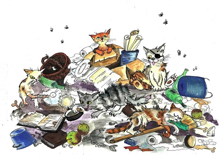 Кот в мусорке. Уличные коты.