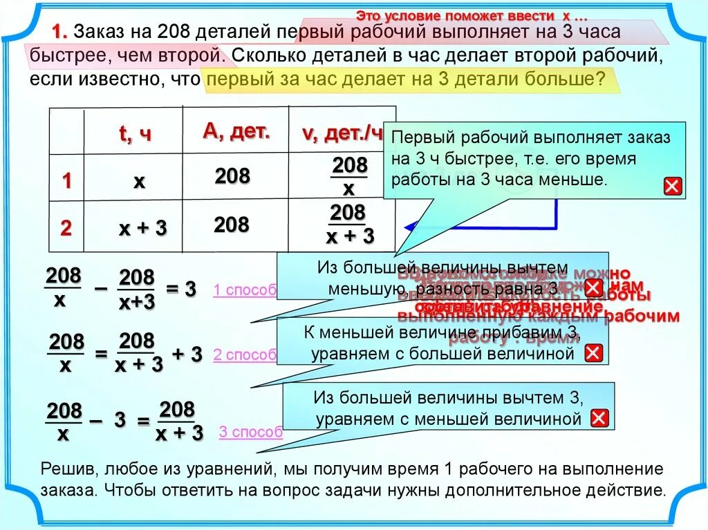 Сколько времени получают. Первый рабочий за час делает. Первый рабочий за час делает на 13 деталей. Первый рабочий за час делает на 8 деталей больше чем второй. Сколько деталей в час делает первый рабочий.