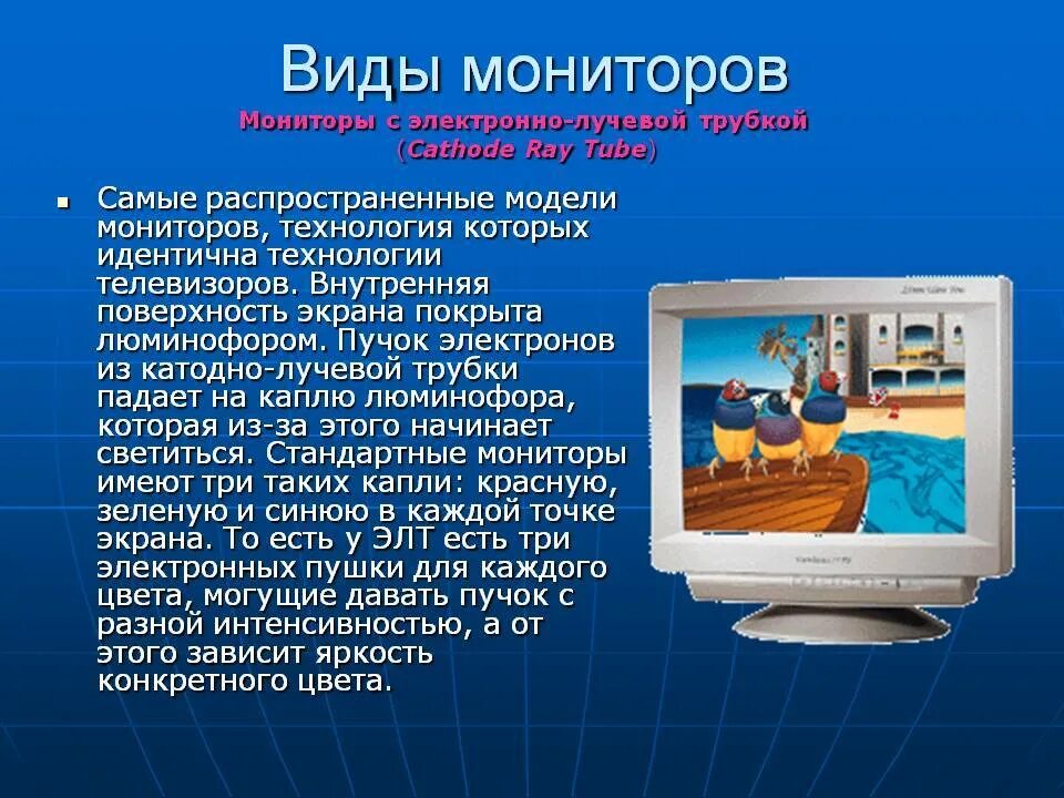 Информация доклад информатика. Типы мониторов. Описание монитора компьютера. Разные виды мониторов. Типы компьютерных мониторов.