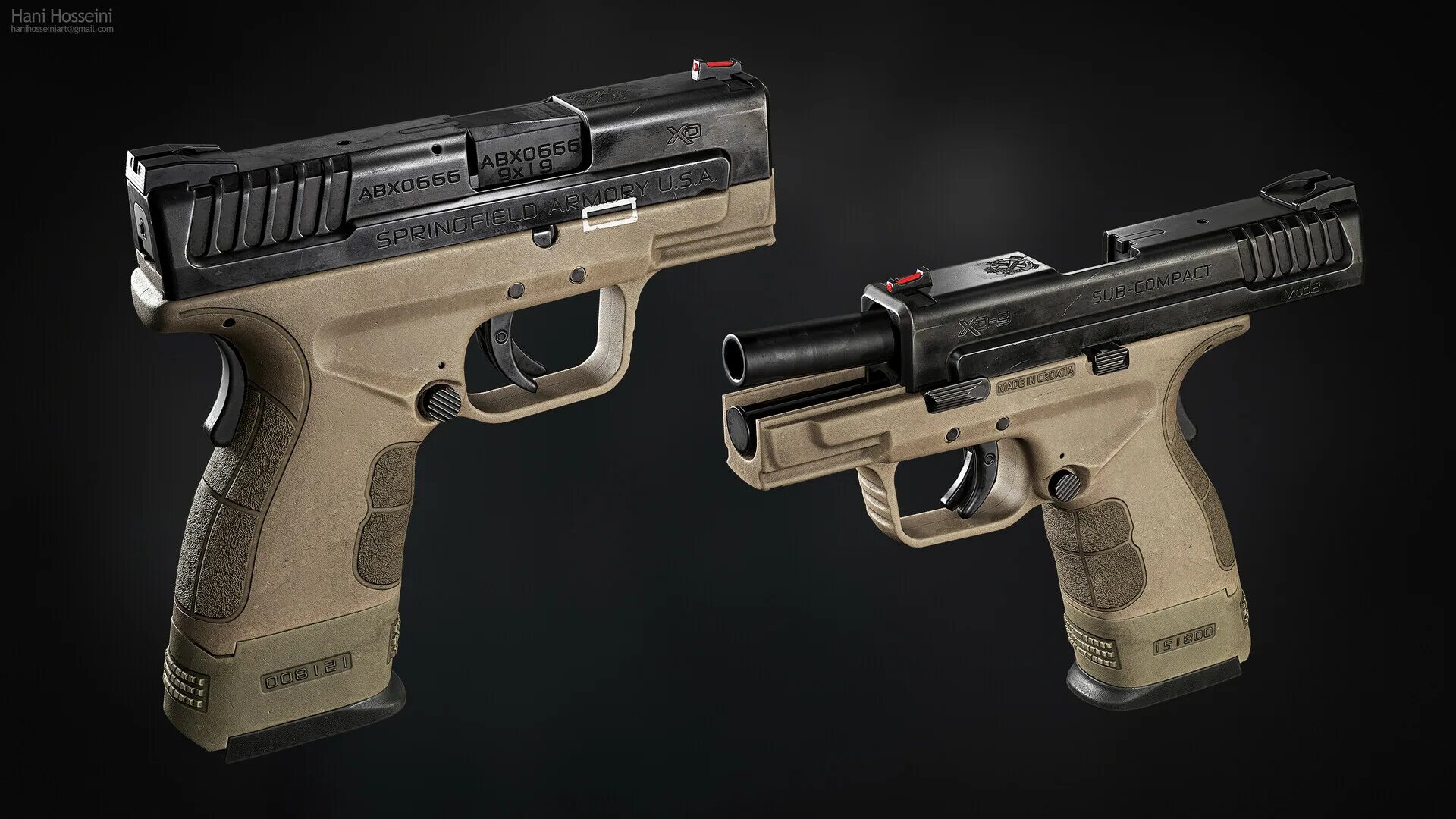 Compact mod. Springfield xd mod.2. xd mod.2 3 sub-compact model 9mm. springfield xd mod.