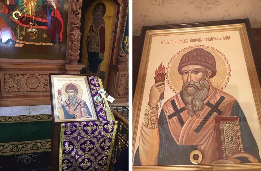 икона спиридона в монастыре. икона спиридона в монастыре. иконы спиридона тримифунтского в храмах. престольный спиридона тримифунтского. икона спиридона тримифунтского в москве данилов монастырь.