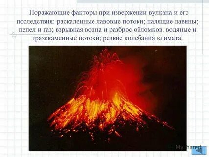 Поражающими факторами извержения вулкана являются