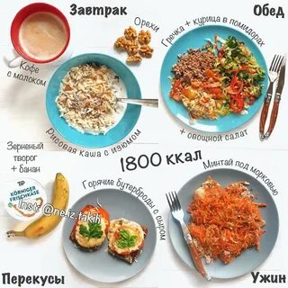 Меню на 1800 ккал в день