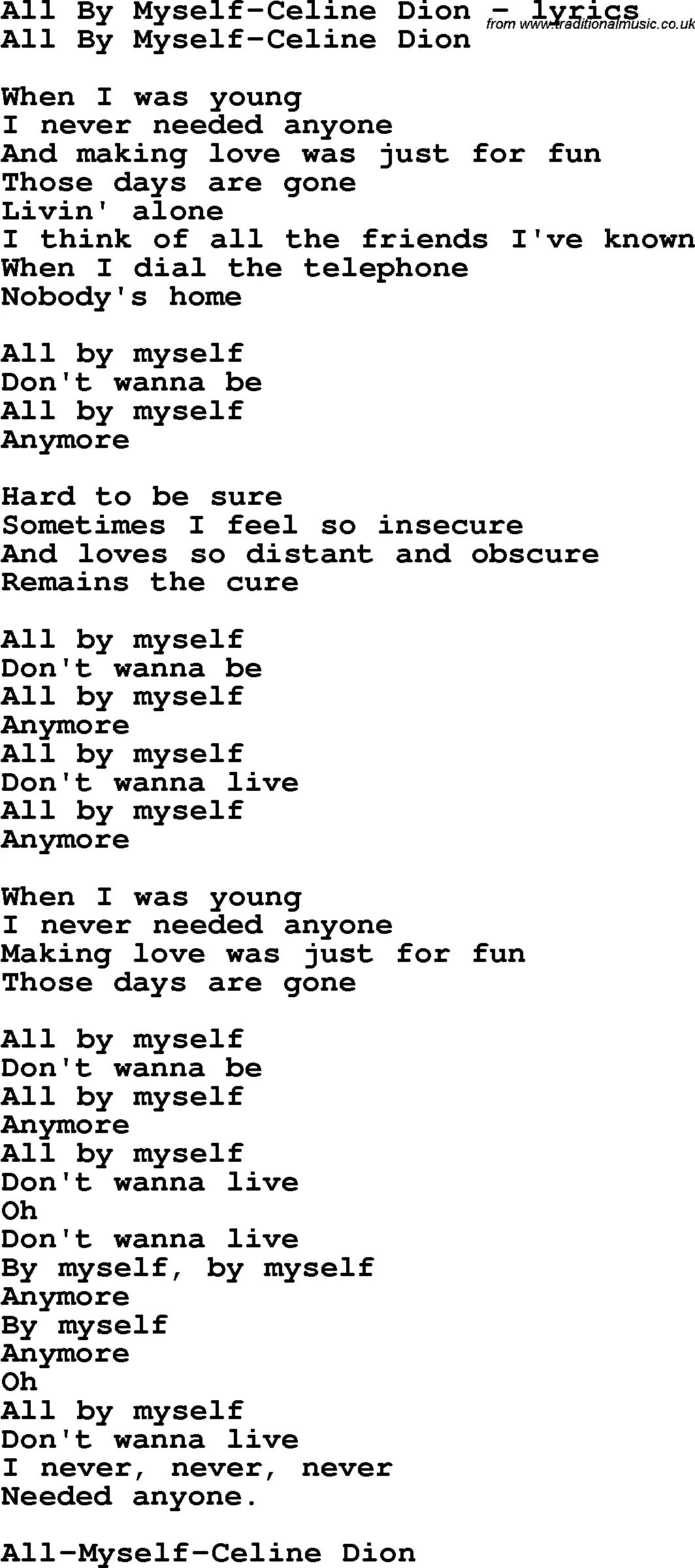 Слова all by myself. Селин Дион all by myself. All by myself текст. Céline Dion - all by myself. Баяномай слова песни