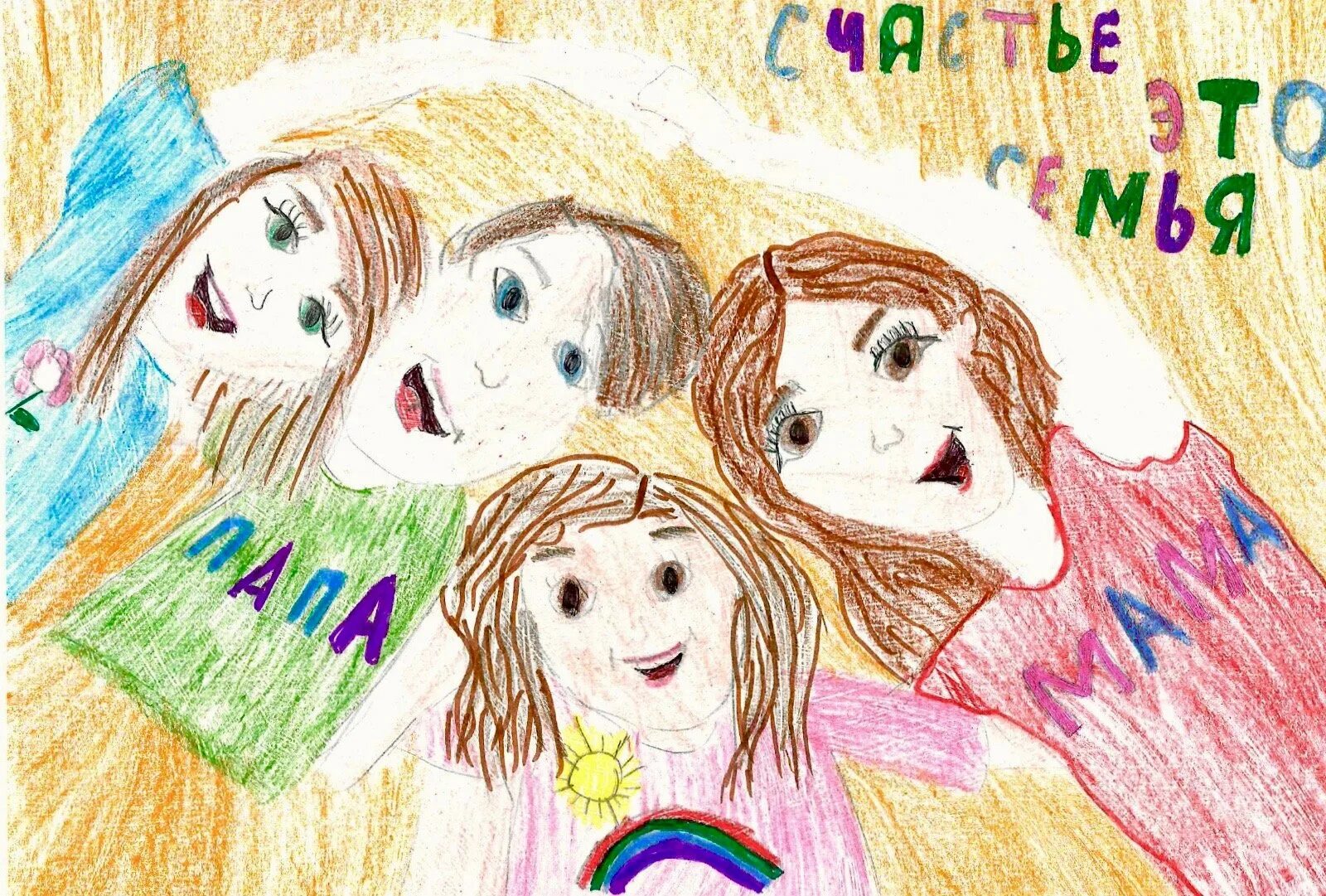 Детские рисунки. Рисунок на тему семья. Рисунок на тему день семьи. Рисунок на тему счастье. Детский рисунок счастье