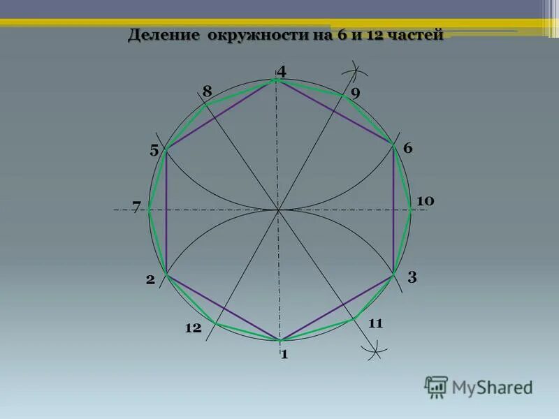 Круг поделен на 12