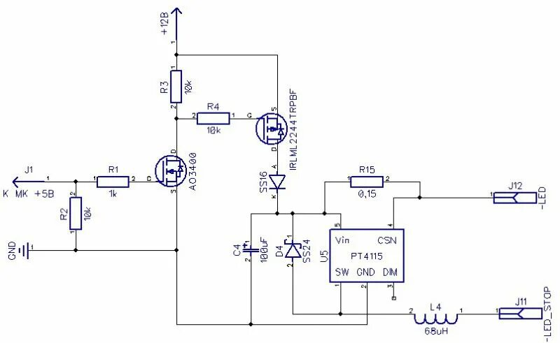 Купить PT4115 микросхема понижающий драйвер светодиода PT4115B89E 30V 1.2A SOT89