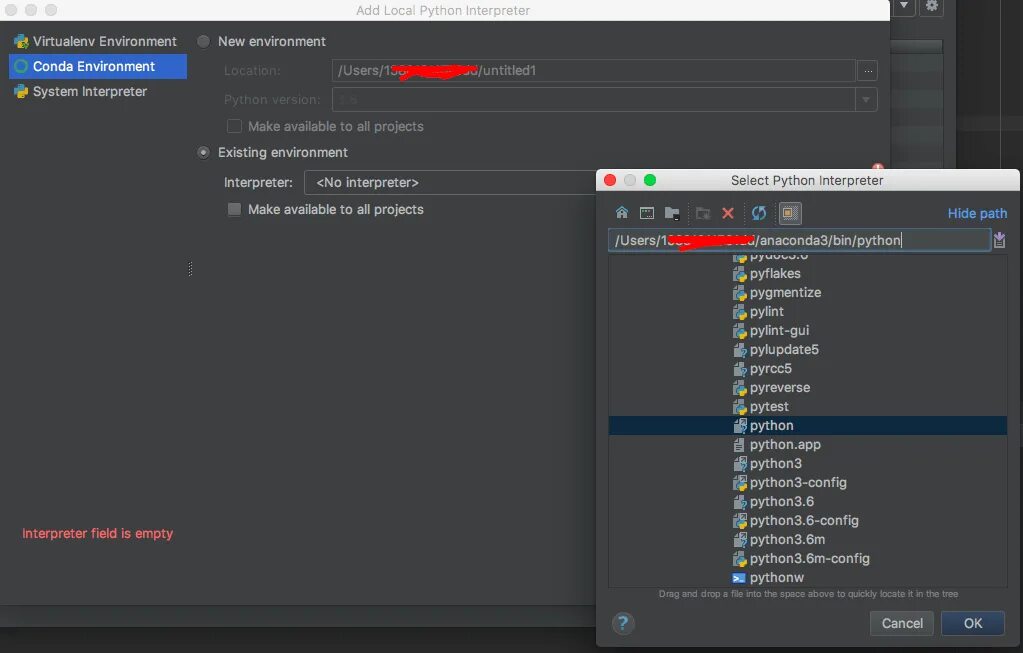 Pycharm error running