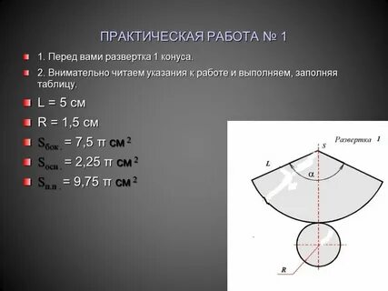 Развертка конуса на плоскость