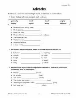 Adverbs worksheets