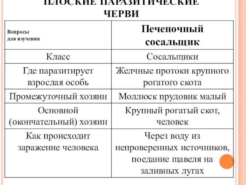 Сравнение строения червей. Паразитические плоские черви сосальщики таблица. Сосальщики черви 7 класс таблица по биологии. Класс сосальщики таблица. Сосальщики и ленточные черви таблица.