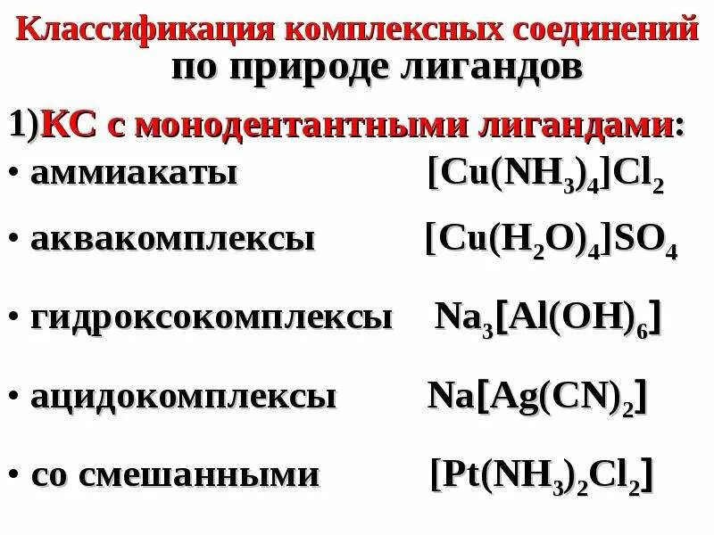 Комплексное соединение кислота. Классификация комплексных соединений по природе лигандов. Составные части комплексного соединения. Комплексные соединения ЕГЭ химия. Комплексные соединения химия формулы.