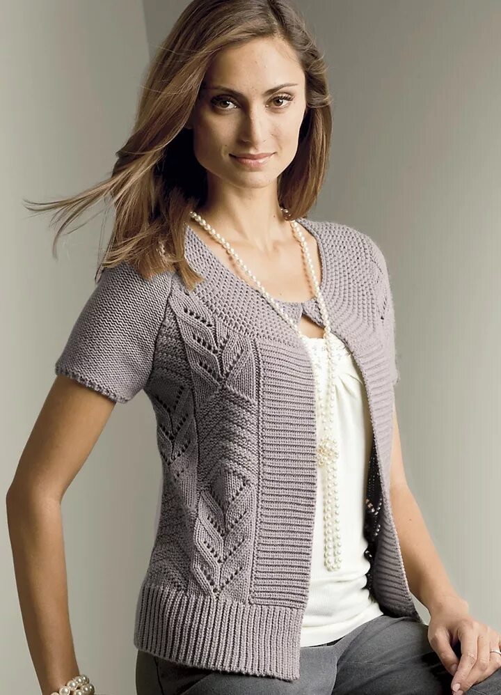 оригинальные кофточки спицами. оригинальные вязаные кофты. вязаный жакет. вязаный жакет с коротким рукавом. оригинальные фасоны вязаных кофт.