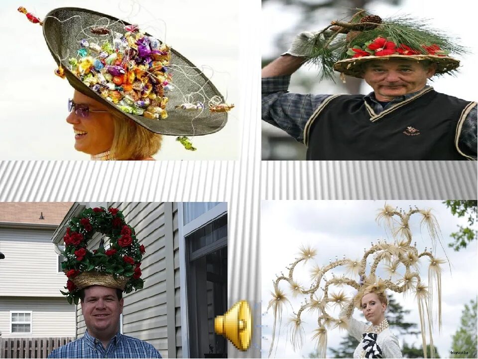 Нарезки для шляпы читающей мысли. Конкурс шляп. Представление шляп. Шляпы необычные на шляпную вечеринку. Креативное украшение женской шляпы из продуктов.