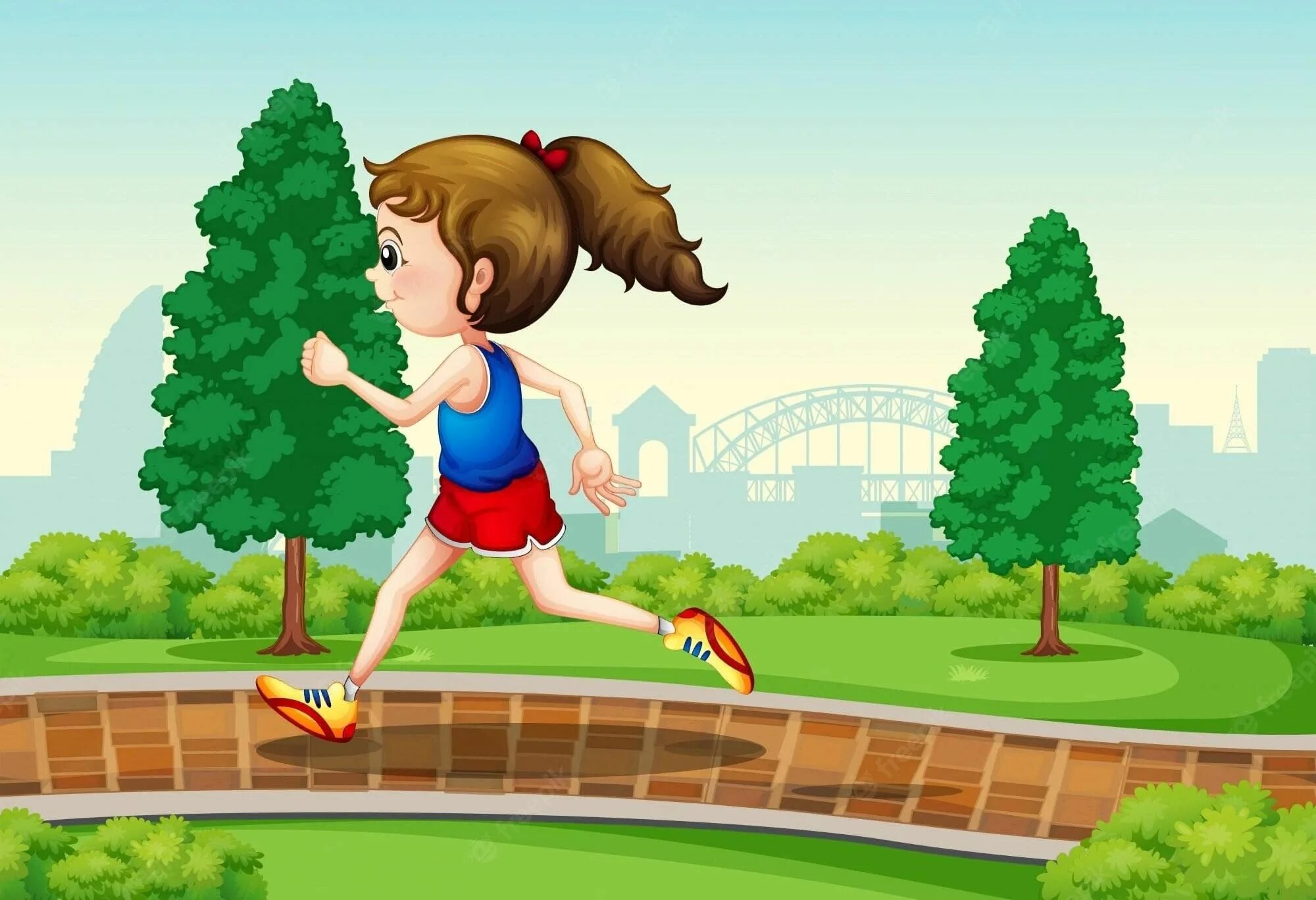 Девушка бежит по дорожке. Девочка бежит в парке. Дети бегают в парке рисунок. Девочка бегает в парке.