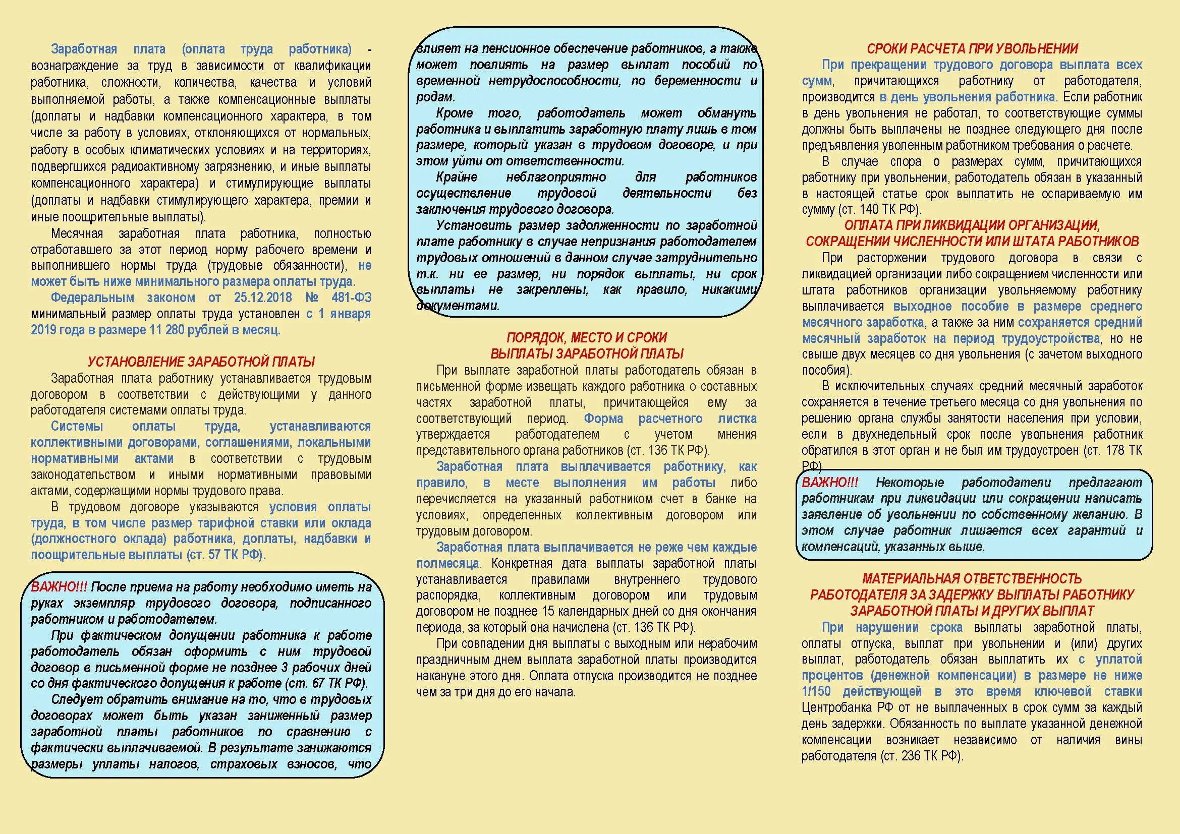 Оплата плата уплата. Буклет по трудовому договору. Буклеты по заработной плате. Выплаты при увольнении.