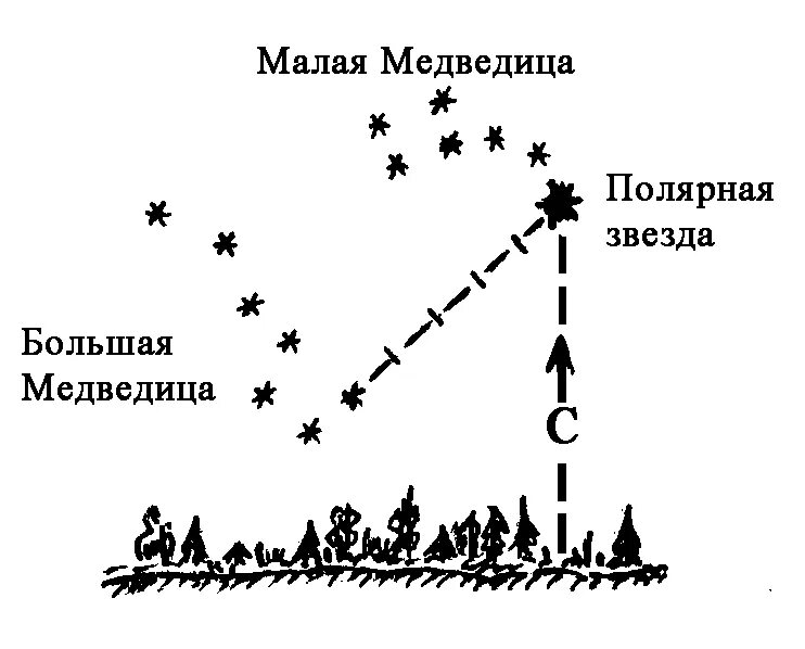 Схемы определения сторон горизонта по небесным светилам. Ориентирование по полярной. Нарисовать схему ориентирования по звездам. Ориентирование на местности раскраска.