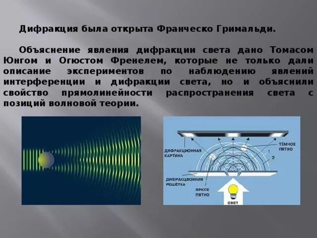 Интерференция и дифракция света. Явления при дифракции света. Опыт Френеля дифракция. Явления интерференции и дифракции. Что такое дифракция в физике