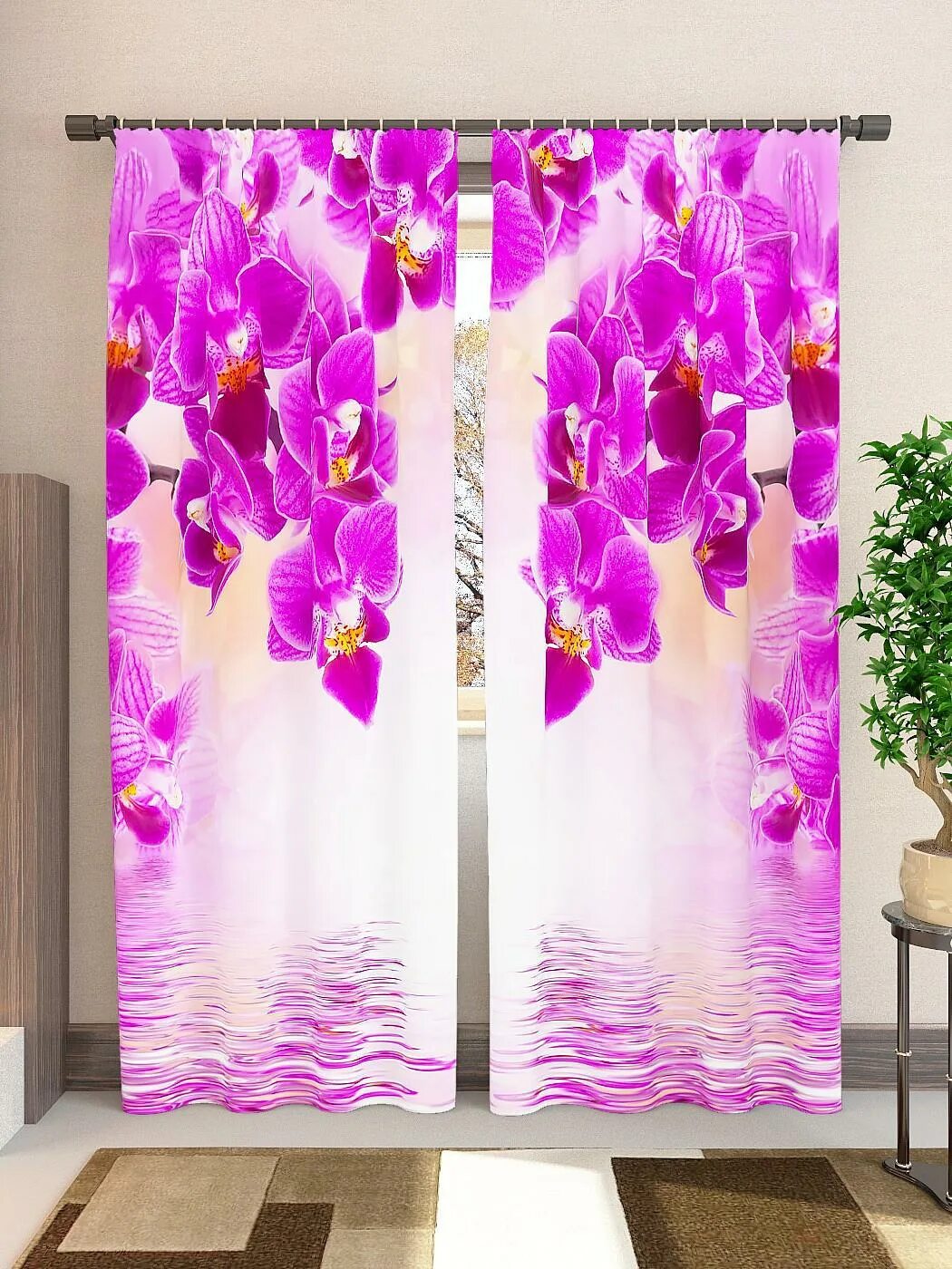 Комплект штор Дитекс Орхидея. Фотошторы орхидеи. Фотошторы с цветами. Шторы с орхидеями.