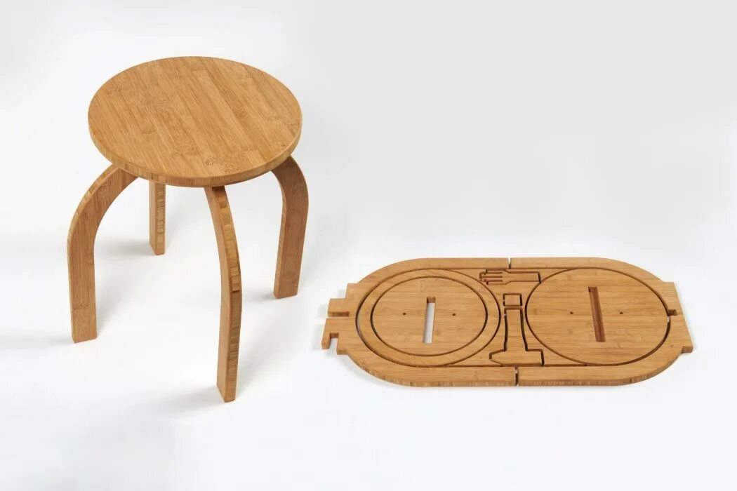 Плоская мебель. Табурет Diesel. Scroll saw plywood Stool. Flat Pack Furniture. Flat furniture