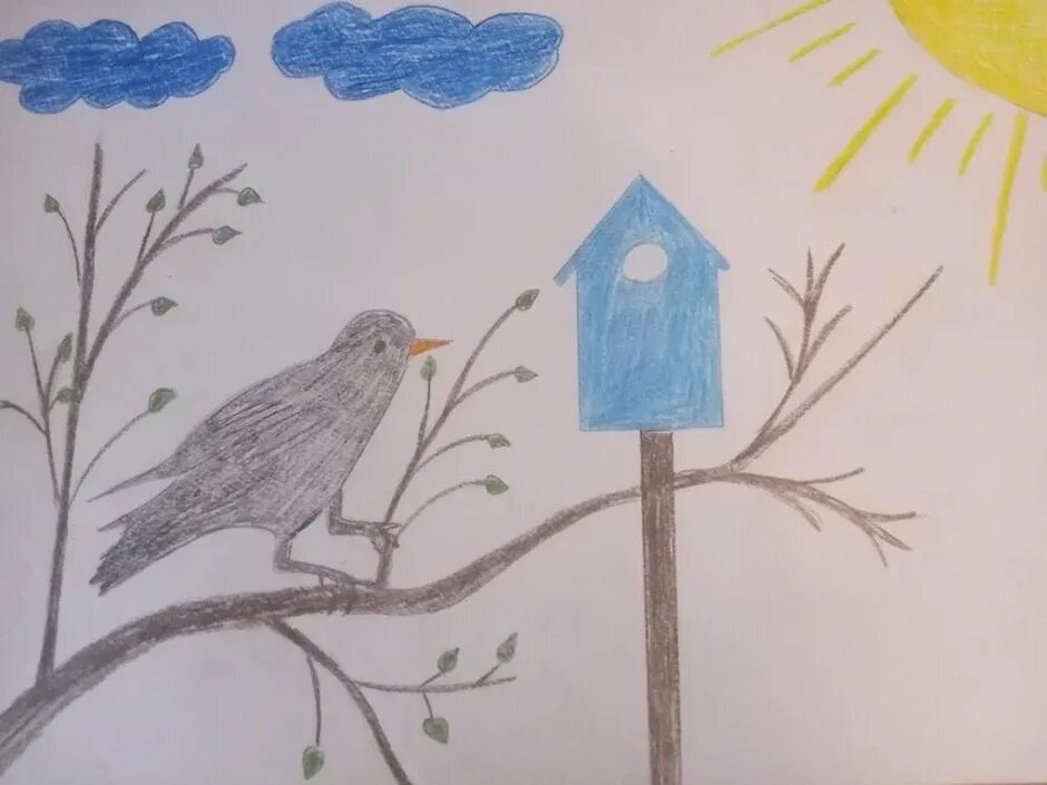 Птицы весной 2 класс. Детские рисунки птиц. Рисование птицы весной. Рисование весенних птиц. Рисование на тему птицы прилетели.