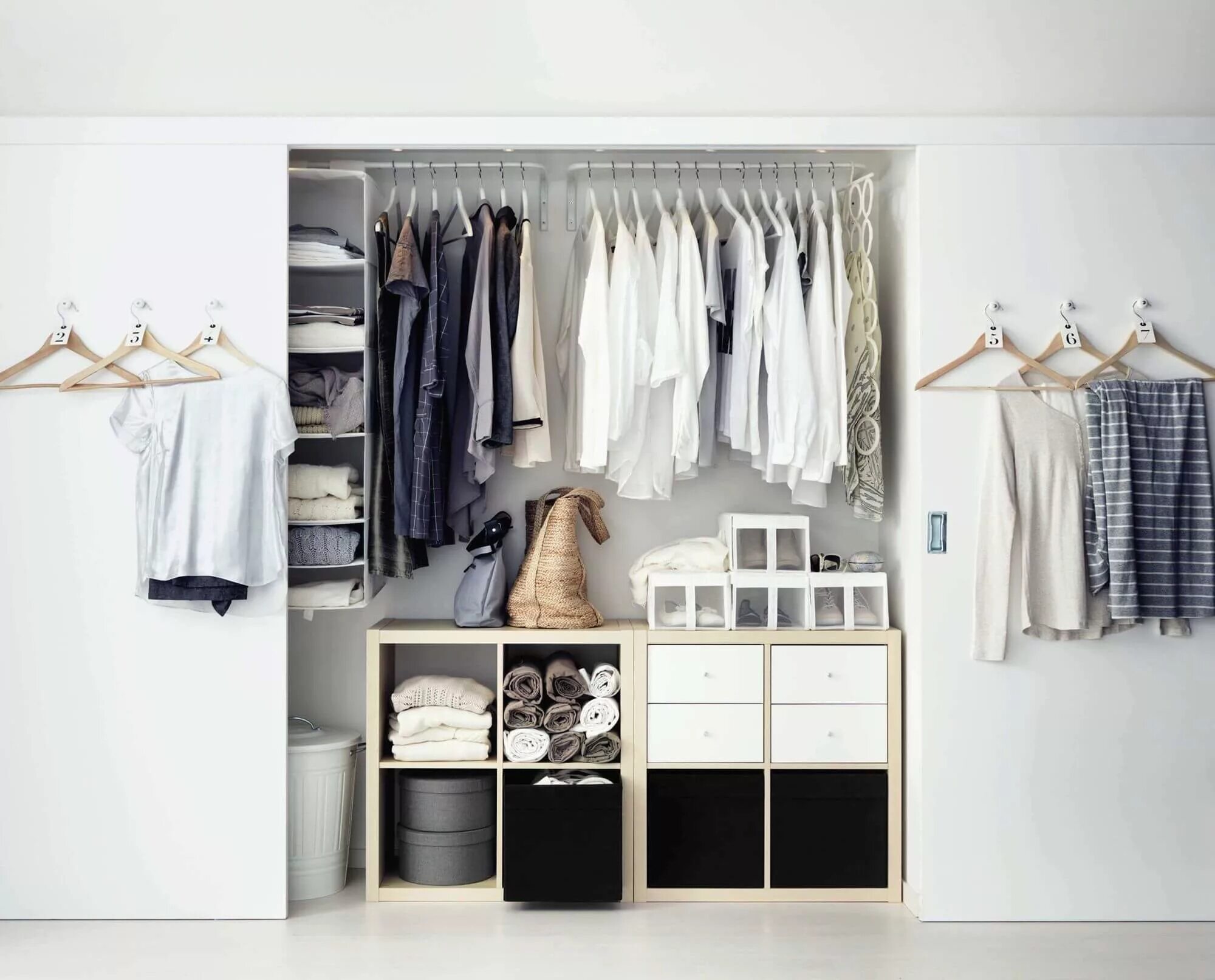 Next to the wardrobe