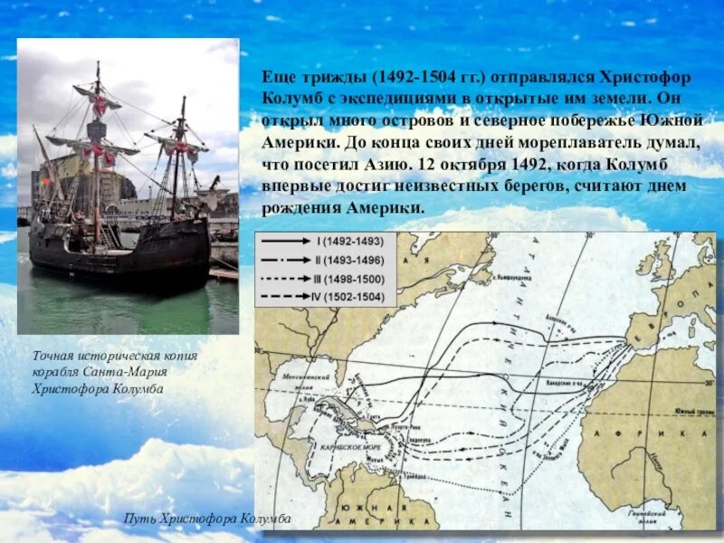 В каком году отправилась экспедиция. Экспедиция Христофора Колумба 1492. Маршруты Христофора Колумба с 1492-1504.