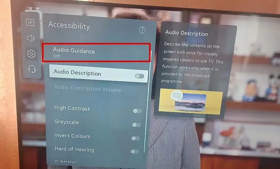Как отключить на телевизоре lg голосовое сопровождение