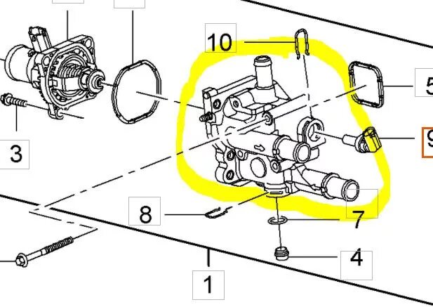 Проблемы с термостатом. Корпус термостата Opel Astra j схема.