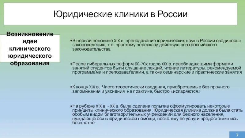 Юридическое клиническое образование в России. Виды юридических клиник. Задачи клинического юридического образования. Юридическая клиника в России.