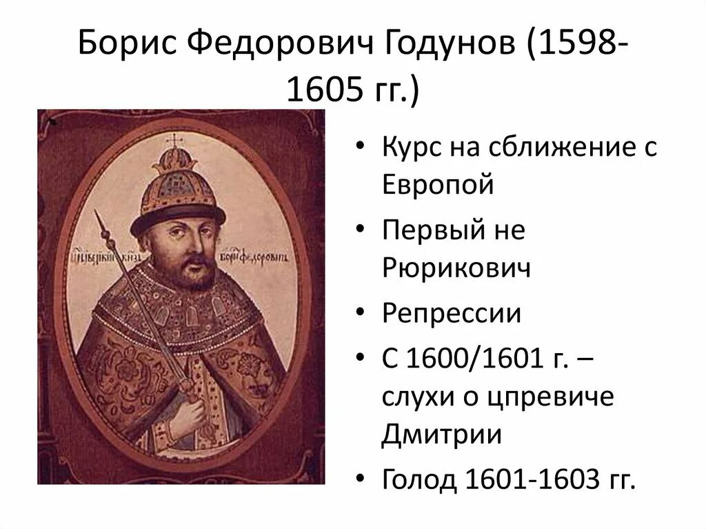 Правление Бориса Годунова 1598-1605. Год начала бориса годунова