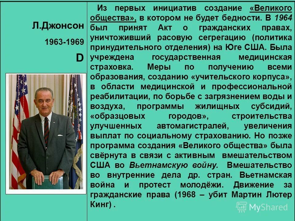 Программа общество и политика. Программа великое общество Линдона Джонсона. Л Джонсон внешняя политика. Внутренняя политика Джонсона. Л Джонсон внутренняя политика.