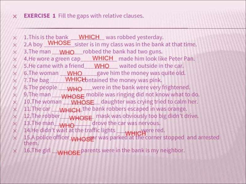 Fill in whatever. Relative Clauses в английском языке. Предложения с who whose. Relative Clauses в английском языке exercises. Relative Clauses 7 класс.