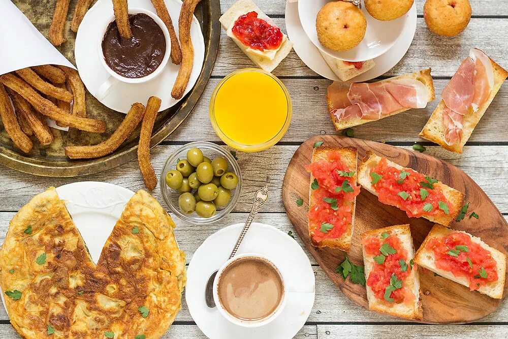 Испанский завтрак. Испанский завтрак традиционный. Традиционный завтрак в Испании. Разнообразные Завтраки. Завтрак обед как называется