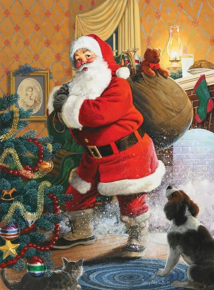 Тома и дед мороз. Дед Мороз Tom Newsom. Художник Tom Newsom/новогоднее.