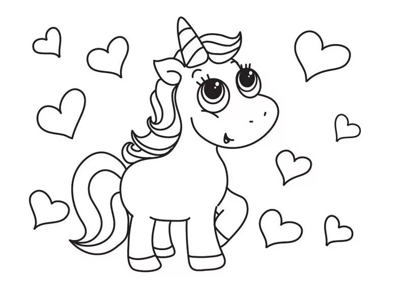 Картинка раскраска единорог для детей распечатать Unicornio bebé Раскраски, Бесплатные раскраски, Детские раскраски
