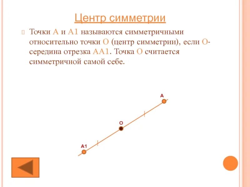 Точка а 1 4 симметрична точке. Точки а и а1 называются симметричными относительно точки о если. точки симметричные относительно точки. точка называется симметричной относительно точки. симметричность точек относительно центра.