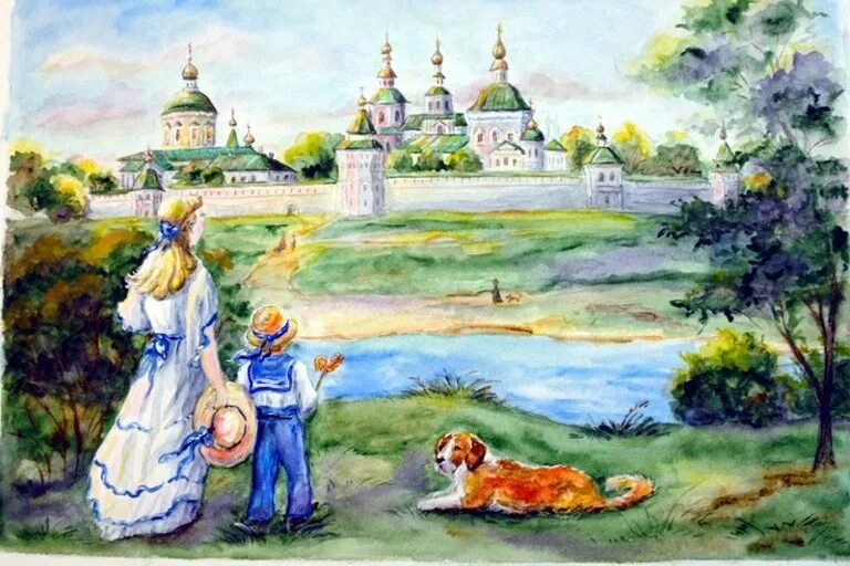 Православная тематика. Православная живопись. Рисунки на православную тему для детей. К храму вела