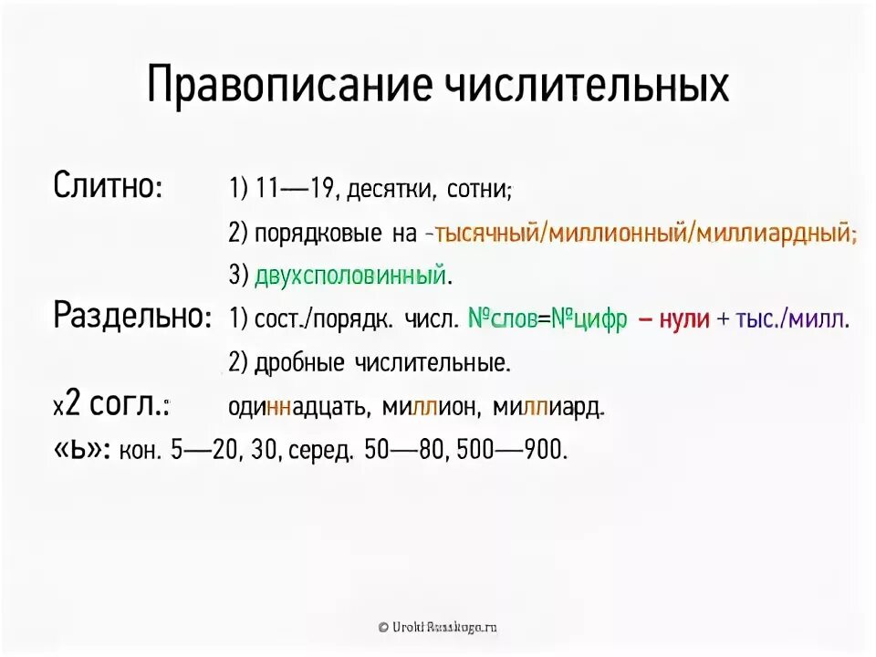 Особенности правописания числительных