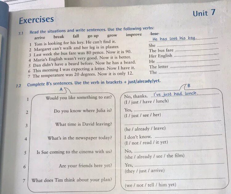 Unit 2 exercises 2.1 ответы. Exercises Unit 2 ответы. Exercises ответы. Английский exercises Unit. Write a sentence for each situation