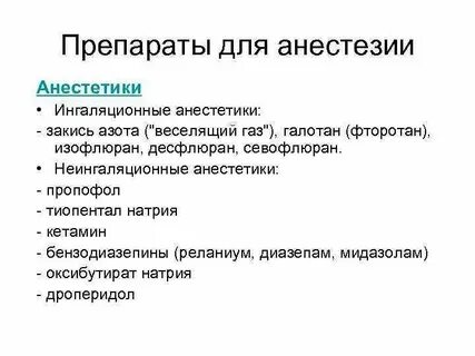 Анестезия лекарства